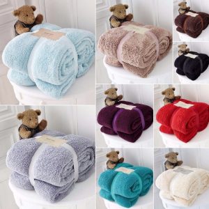 Teddy Bear Throw Blanket Super Soft Cuddly Warm Sofa Bed Double King All Colors