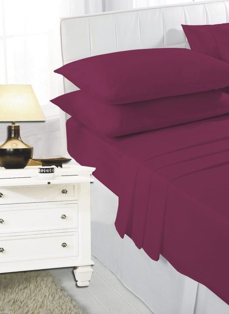 Plain Dyed Flat Polycotton Easy Care Bed Sheet , Matching Pillow Cases Sold Separately 17