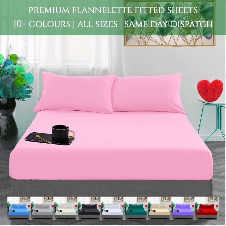 Flannelette Fitted Bed Sheet 100% Brushed Cotton Bed Sheet